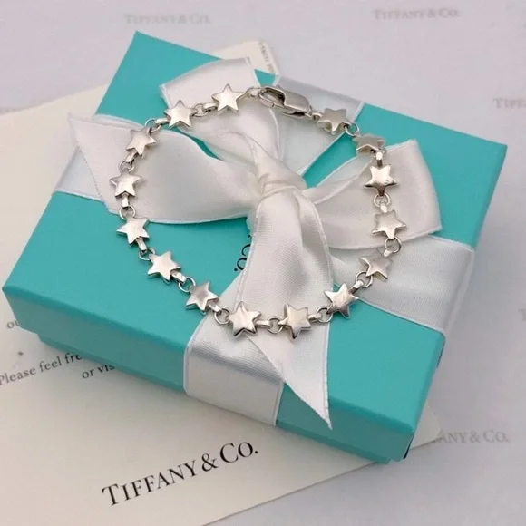Tiffany & Co. Star Link Chain Bracelet Sterling Silver 925 T&Co Gift Pouch & Box - Picture 6 of 10